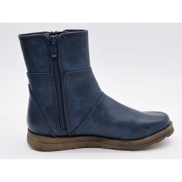 2 Lips Too Ankle Boots Womens 6.5 Blue Faux Leather Zipper Accent Too Bay Bootie - Picture 3 of 12